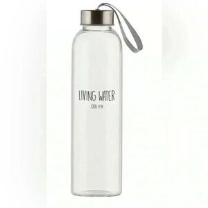 Living Water Bottle Travel GLASS  John 4:14 Strap Christmas Gift Christian NWT